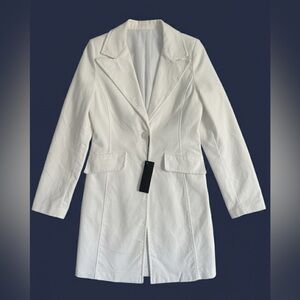 Paradiso Italian XL White Corduroy Long Blazer - Fits US 10/12 Duster Coat